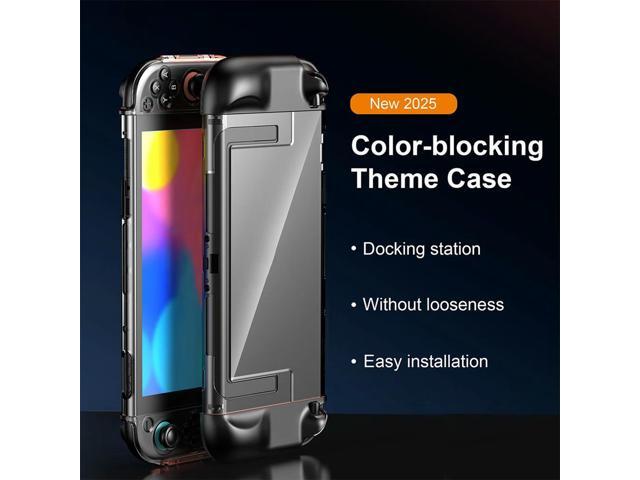 For NS2 PC Hard Case with Joystick Cap Split TPU Protective Cover Wear Resist Anti-Scratch Crystal Protector Game Accessories