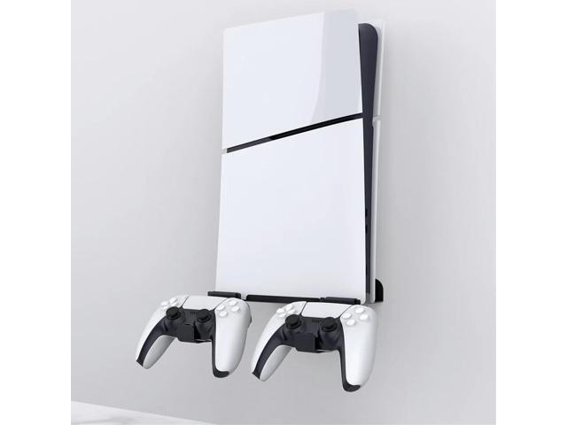 Wall Mount Bracket Console Stand with 2 Controller Mounts Display Stand Base for Slim Edition and Disc Edition