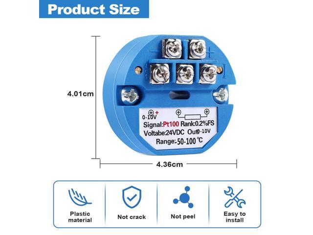 RTD PT100 Temperature Transmitter DC24V Minus 50 ~ 100 degree Output 0-10V