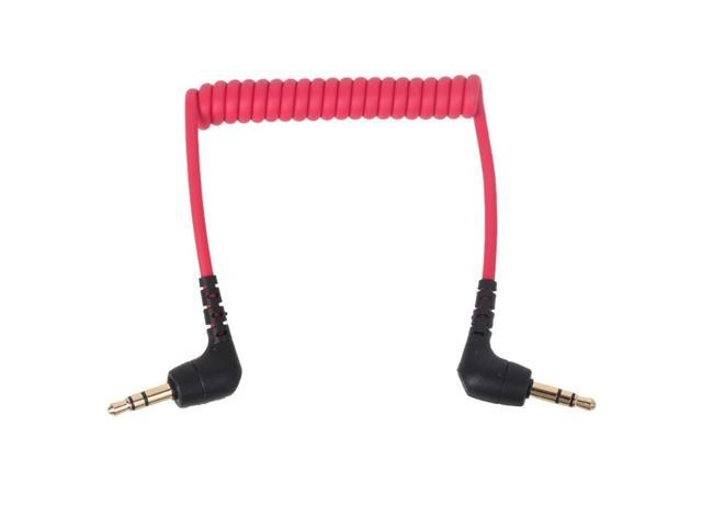 3.5mm TRS Male to Male Coiled Mic Cord Right Angle Connection Line Microphones Phone Camera Adapters Cable for Rode SC2
