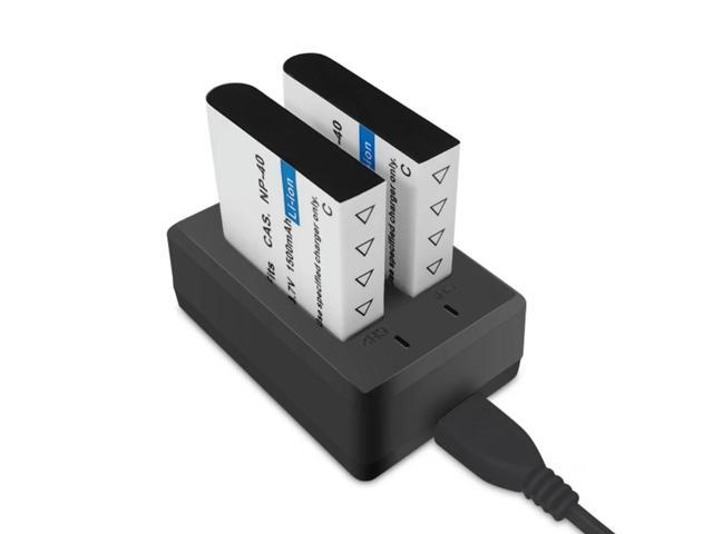 NP40 Dual Charger Double Charging Dock Micro USB Charger for Camera NP40 1500mah Lithium Backup Charge Adapter