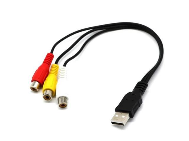 3X USB To 3RCA Cable USB Female To 3 RCA Rgb Video AV Composite Adapter Converter Cable Cord Connector Lead