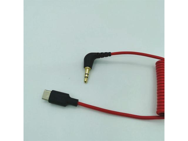 USB C to 3.5mm Cable for RODE Wireless Go II, Coiled Right Angle TRS Male DAC AUX Adapter Audio Cord