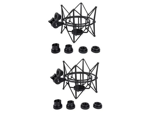 2X Microphone Shock Mount Adjustable Mount Recording Mic Stand Metal Bracket Pod Microphone Stand (Black)