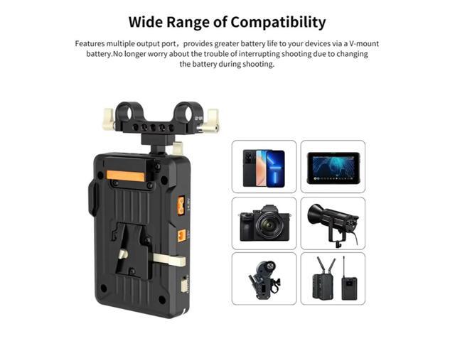 V-Mount Plate VP1 With PD 14.8V,15MM Rod Clamp, Standard V V-Lock Plate Adapter For Video Cameras Vi