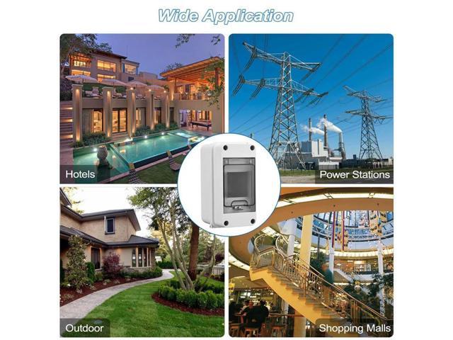 3 Way Distribution Protection Box, Waterproof Transparent Cover 3 DIN Rail Outdoor Distribution Junction Box 2Pcs