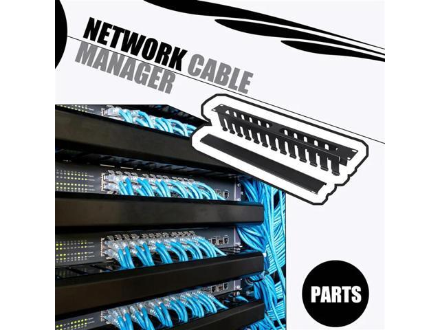 Workmanshipp-1U Cable Management Horizontal Mount 19 Inch Server Rack, 12 Slot Metal Finger Duct Wire Organizer With