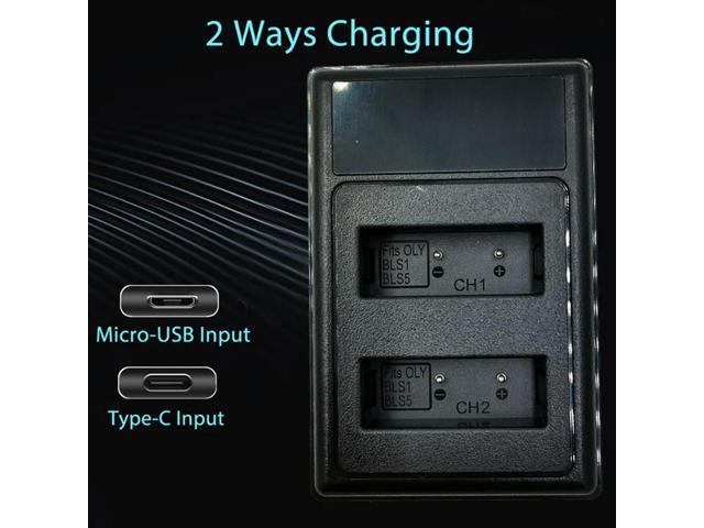 BLS-1 BLS-5 USB Dual Charger For Camera PS-BLS1 BLS-50 PS-BLS5 OM-D E-M10 Pen E-PL2 E-PL5 E-PL6 E-PL7-N33R
