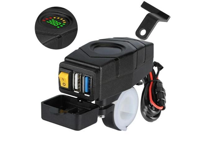 C1FB 20-80V E-Bike Handlebar USB Charger 24V 36V 48V 60V QC3.0 Quick Charger Adapter(Red Light) Durable Easy Install-N33R