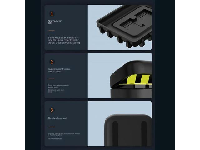 TELESIN Compartment For Gopro Hero 12 11 10 9 3 Slots LED Light Charger TF Card Storage Box-N33R