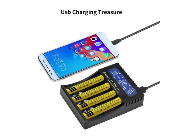 HTRC 4 Slots Charger, CH4 Charger Li- Li-Fe Ni-MH Ni-CD Charger For AA/AAA/16340/26650/9V -N33R