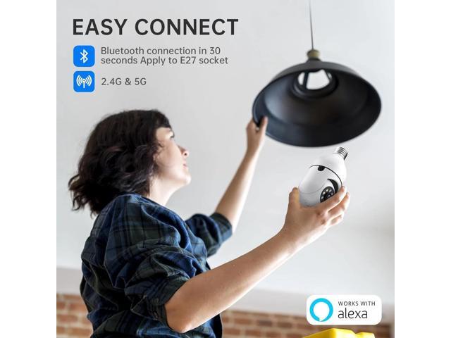 Light Bulb Security Camera 2 Packs, 5G & 2.4GHz 2K Security Cameras Wireless Outdoor 360° PTZ Cameras for Home Security with Color Night Vision, 2...