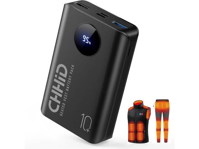 5V 2A Heated Vest Battery Pack,Power Bank Heated Jacket, LCD Display 10000mAh Portable Charger,Battery Phone Charger for iPhone,Android etc.