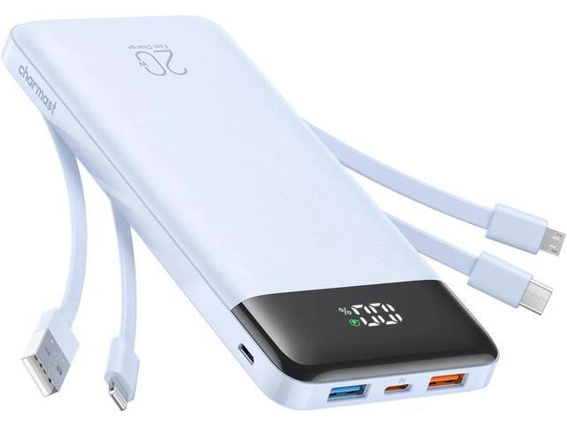 Charmast 20000mAh Portable Charger with 4 Built-in Cables & 6 Outputs, 20W Power Bank Fast Charging - USB C External Battery Pack for iPhone 16 15...