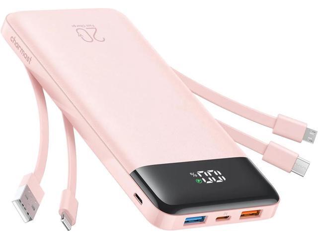 Charmast 20000mAh Portable Charger with 4 Built-in Cables & 6 Outputs, 20W Power Bank Fast Charging - USB C External Battery Pack for iPhone 16 15...