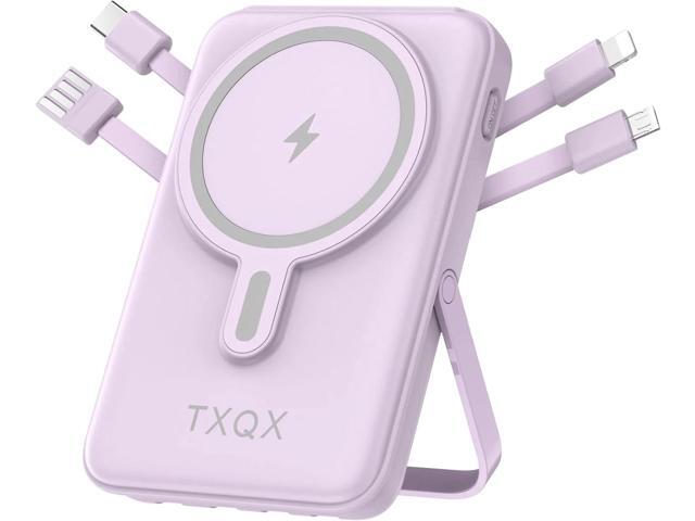 Portable Charger 10000mAh, Magnetic Power Bank with Built-in Cables LED Display,Mag-safe Battery Pack with Stand 22.5W PD Fast Charging for iPhone...