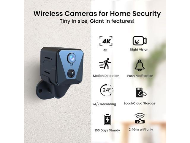 2025 Upgraded Security Camera, 4K HD Mini Nanny Cam for Home with Night Vision, WiFi Indoor Camera, 100 Days Long Battery Life, Motion Detection,...