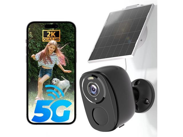 5G/2.4G Solar Security Cameras Wireless Outdoor, 2K Battery Camera w/Solar Panel,Siren Alarm,Color Night Vision, 2-Way Talk,Waterproof,...