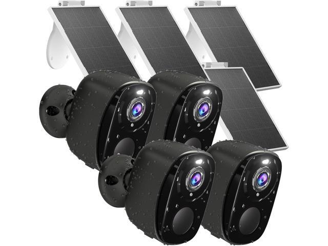 4pc Wireless Security Cameras Outdoor,2K Solar Cameras, Battery Powered Surveillance Camera for Indoor/Outdoor Uses with Color Night Vision, AI...