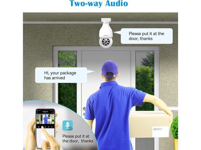 2K Light Bulb Security Camera,5G & 2.4GHz WiFi 360° Motion Tracking, Color Night Vision, Alexa Compatible, Wireless WiFi Security Camera with Two-Way...