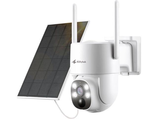 Kittyhok PT Solar Camera Security Outdoor 2K FHD Security Camera Wireless Outdoor, Solar Battery Powered, Color Night Vision, Smart Detection,...