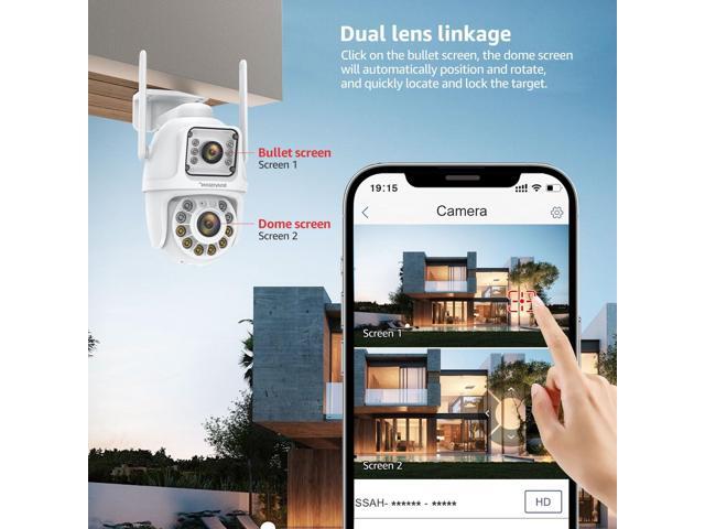 BOAVISION Dual Lens Linkage Security Camera Outdoor,Wireless PTZ Dual Screen Camera,360° View,Auto Tracking,Human Detection,Color Night Vision,24/7...