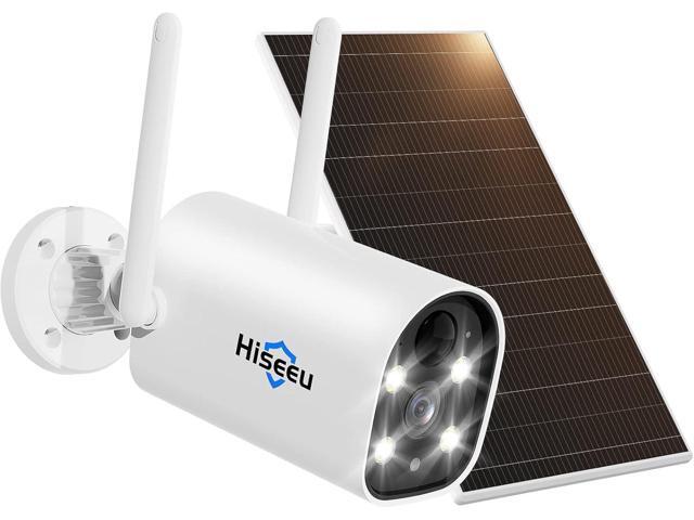 Hiseeu 4MP Solar Battery Powered Security Camera Wireless 2.5K, 2-Way Audio Rechargeable Outdoor WiFi Camea,Color Night Vision, Spotlight/Siren...