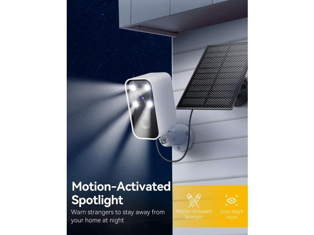 Solar Security Cameras Wireless Outdoor, Wi-Fi Solar Camera Outdoor Wireless for Home Security Outside, Motion Detection, Spotlight, Siren, Alexa...