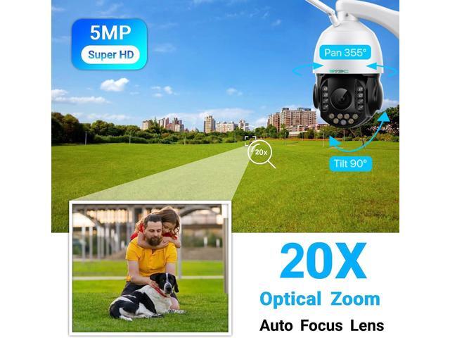 SV3C 5MP PTZ Outdoor Security IP Camera with 20X Optical Zoom, Dual-Band WiFi, Human Detection, 2-Way Audio, Floodlight Color Night Vision, Full...