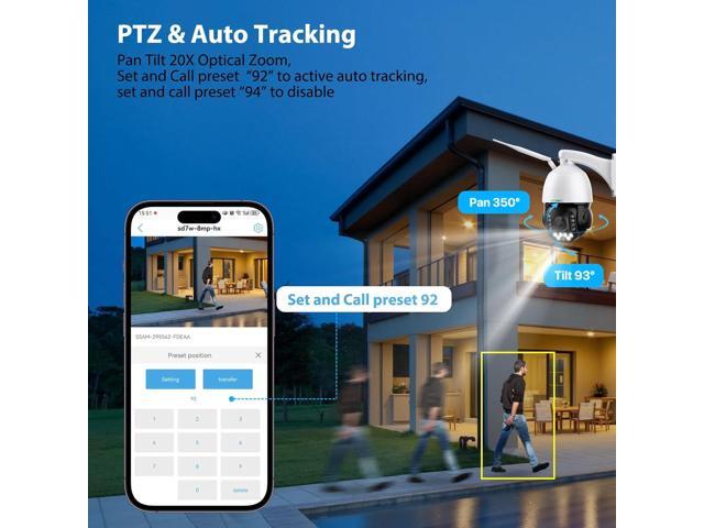 SV3C 5MP PTZ Outdoor Security IP Camera with 20X Optical Zoom, Dual-Band WiFi, Human Detection, 2-Way Audio, Floodlight Color Night Vision, Full...