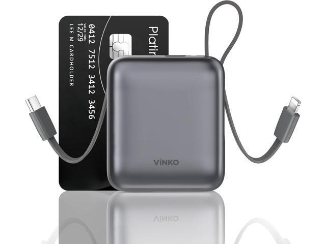 VINKO Small Portable Charger, 22.5W Fast Charging Mini Power Bank 10000mAh with Built-in Cables LED Display, Travel Essential USB-C Battery Pack...