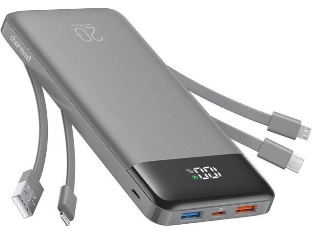 Charmast 20000mAh Portable Charger with 4 Built-in Cables & 6 Outputs, 20W Power Bank Fast Charging - USB C External Battery Pack for iPhone 16 15...