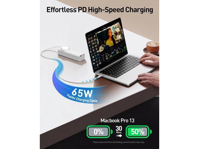 iWALK Laptop Power Bank, 20000mAh 65W Portable Charger with Built-in 2.3ft Retractable USB-C Cable & LED Display - Triple Outputs for MacBook...