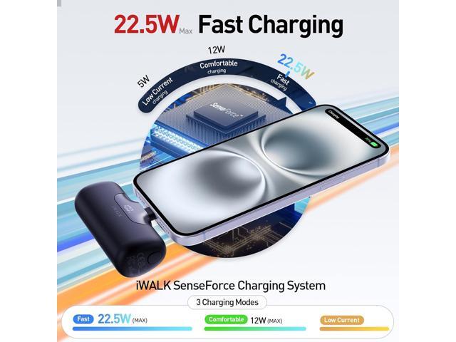 iWALK Portable Charger 5500mAh Next-Gen Small Power Bank 22.5W Fast Charging Battery USB-C Portable Phone Charger for iPhone 16/15 16 Plus 16 Pro...