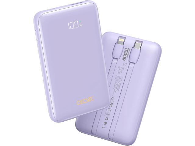 Portable Charger 10000mAh, Cell Phone Portable Power Banks with 22.5W PD Fast Charging, Compact Phone Charger Built in Cable, Compatible with...