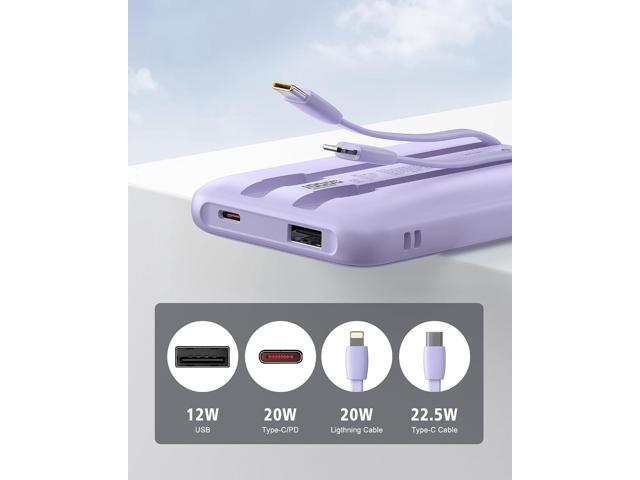 Portable Charger 10000mAh, Cell Phone Portable Power Banks with 22.5W PD Fast Charging, Compact Phone Charger Built in Cable, Compatible with...