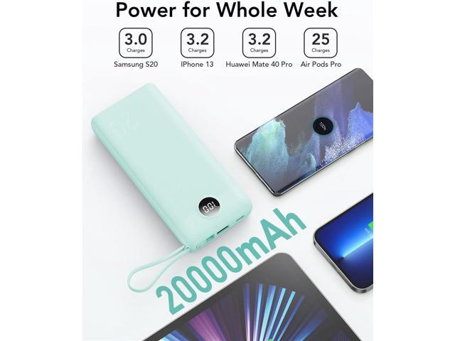 VRURC Portable Charger 20000mAh, Built-in Cables Fast Charging Power Bank, PD QC 3.0 Travel Essentials Battery Pack, 4 Output & 2 Input Phone...