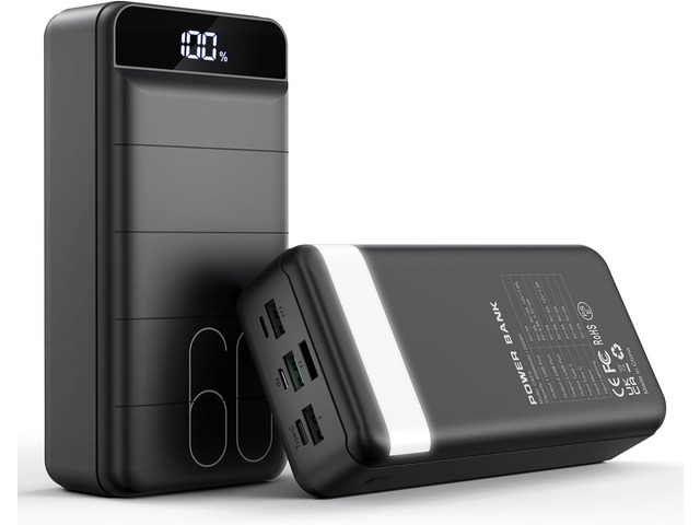 Portable Charger 60000mAh Power Bank - 22.5W Fast Charging Battery Pack USB C with 4 Outputs & 3 Inputs LED Display, Huge Capacity External Cell...
