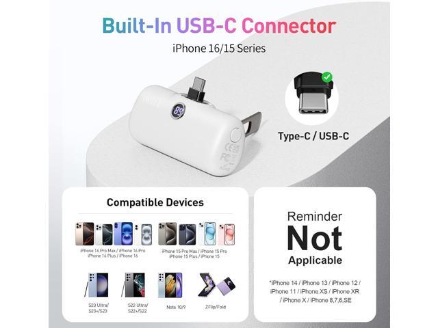 iWALK Portable Charger for iPhone 15 iPhone 16 Series, 20W PD Fast Charging USB-C Power Bank, LED Display, 5000mAh Battery Pack Compatible with...
