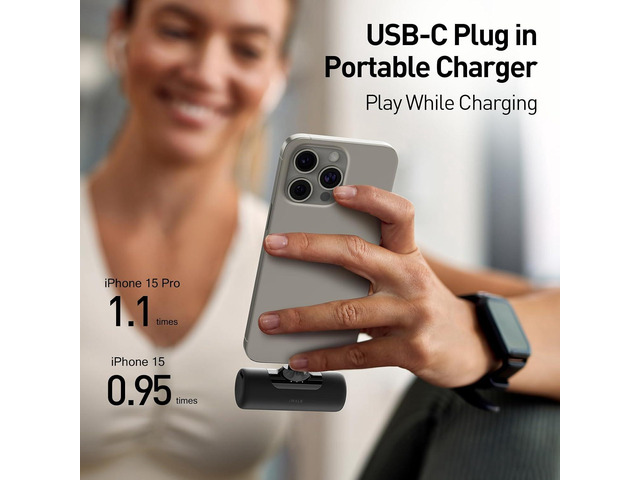 iWALK 4,500mAh Portable Charger for iPhone 15/16, Power Bank with Build-in USB C Connector, Battery Pack Phone Charger for iPhone Series, Samsung...