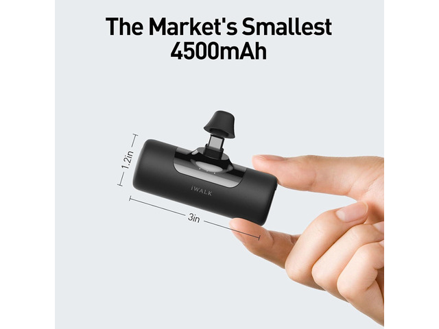 iWALK 4,500mAh Portable Charger for iPhone 15/16, Power Bank with Build-in USB C Connector, Battery Pack Phone Charger for iPhone Series, Samsung...