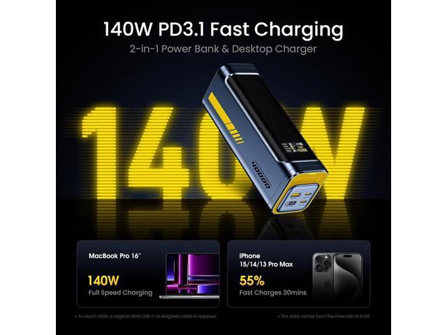 AOHI 140W PD3.1 Laptop Power Bank 40000mAh Fast Charging Station, The Future Starship 2 in 1 Camping Large Portable Charger for MacBook Pro/Air,...