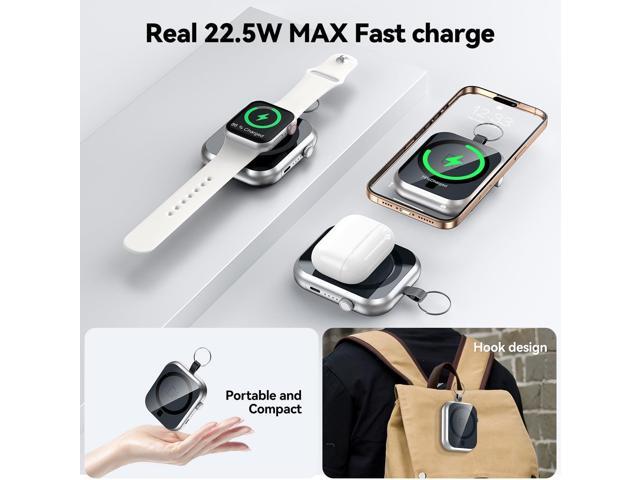 Magnetic Power Bank 10000mAh with Detachable Lanyard-3-in-1 Magnetic Wireless Charger,22.5W PD Fast Charging,Compact Portable Battery Pack for...
