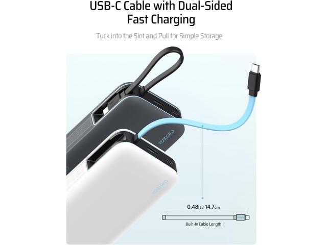 CUKTECH 45W Power Bank 20000mAh, Portable Travel Charger Built-in USB C Cable, Fast Charging Battery Pack for iPhone 16/15/14/13, iPad, Samsung...