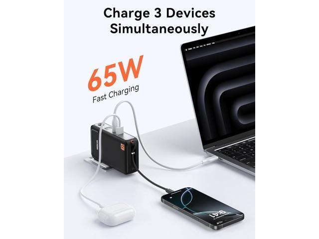 Portable Charger 3 in 1, 10000mAh Power Bank Built in Cable and AC Wall Plug 65W, Phone Battery Pack Fast Charging 35W Max, USB C Travel Chargers...