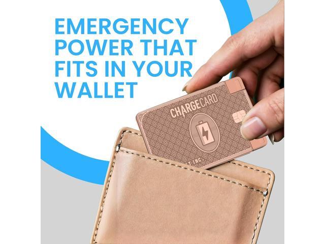 AquaVault ChargeCard Ultra Slim Emergency Power Bank (2300mAh) Fits in Wallet USB-C & Micro-USB Durable Steel Body Flight-Safe Pocket Charger...