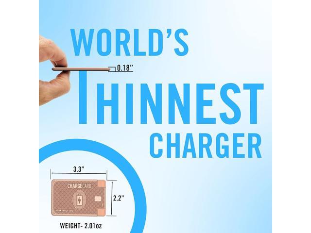 AquaVault ChargeCard Ultra Slim Emergency Power Bank (2300mAh) Fits in Wallet USB-C & Micro-USB Durable Steel Body Flight-Safe Pocket Charger...