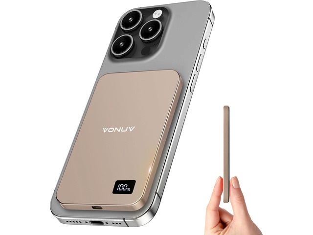 Magnetic Portable Charger 5000mAh, 15W Ultra Slim Wireless Portable Charger, Fast Charging for iPhone 16/15/14/13/12 Pro/Pro Max/Plus, Metal Shell,...