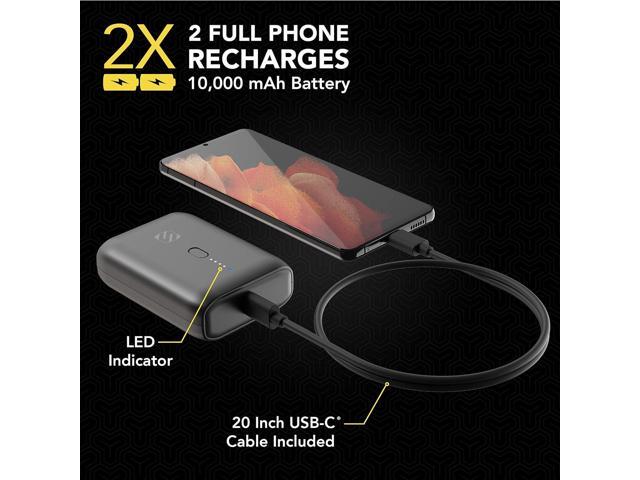 Scosche PB10PD-SP GoBat 10000mAh Compact Dual Port Cell Phone Battery Pack, 20W USB-C Power Delivery Fast Charger & 18W USB-A Portable Power Bank,...