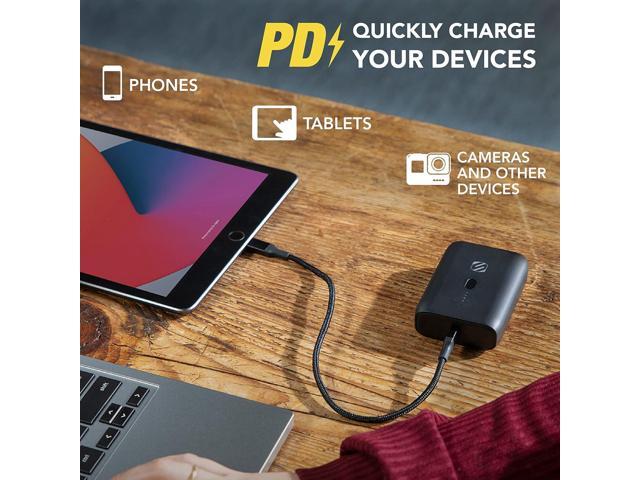 Scosche PB10PD-SP GoBat 10000mAh Compact Dual Port Cell Phone Battery Pack, 20W USB-C Power Delivery Fast Charger & 18W USB-A Portable Power Bank,...